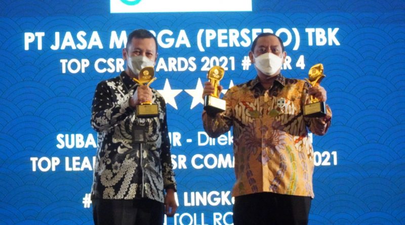 Terapkan Creating Shared Value, Jasa Marga Raih Tiga Penghargaan Dalam Ajang TOP CSR Awards 2021